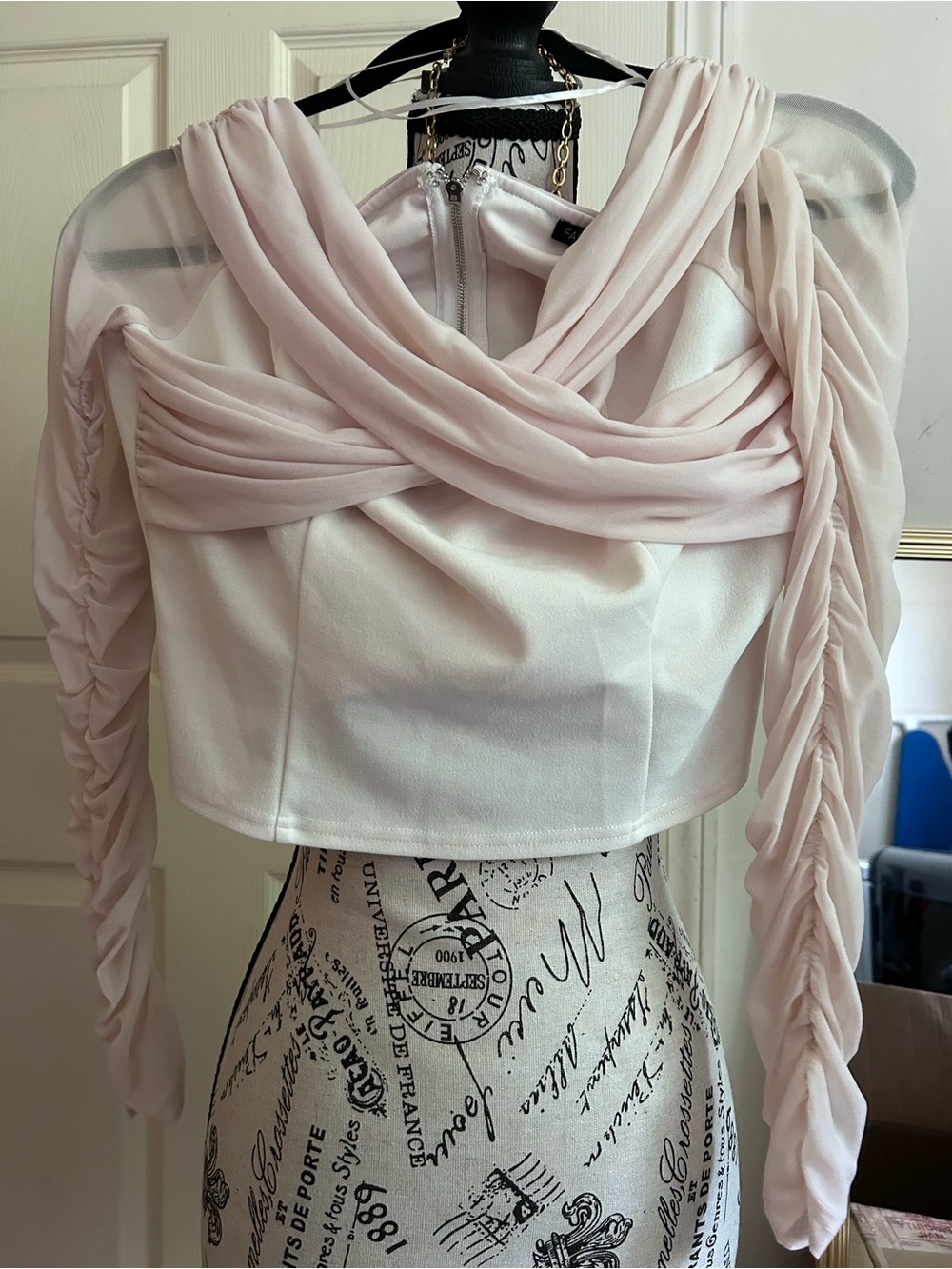 Long-Sleeve Draped Crop Top - Women's